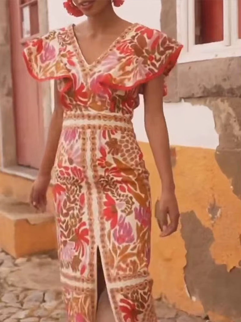 Summer Backless Print Dress for Women