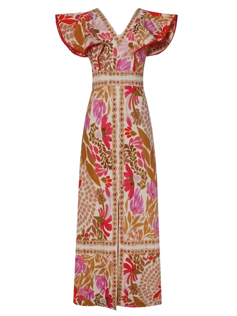 Summer Backless Print Dress for Women