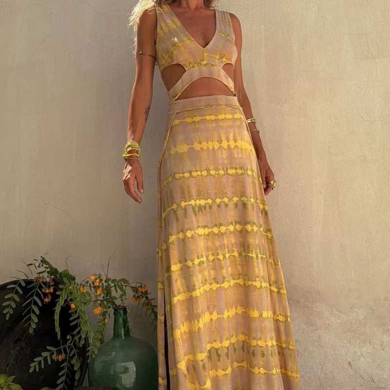 Elegant Sleeveless Split Long Dress for Women