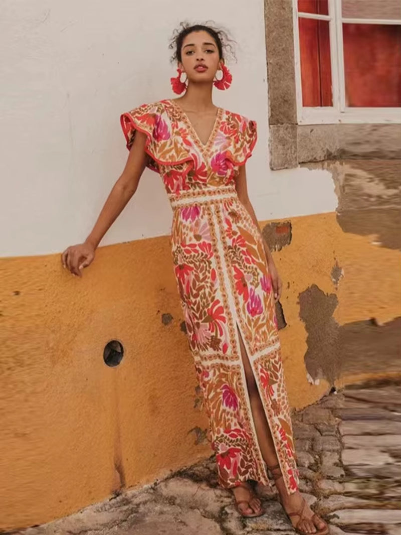 Summer Backless Print Dress for Women